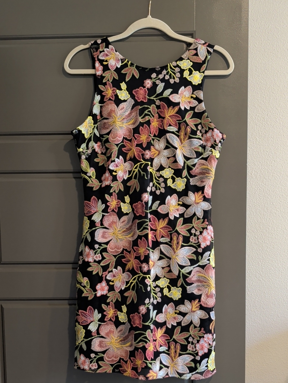 Sam Edelman Black Floral Embroidered Sheath Dress